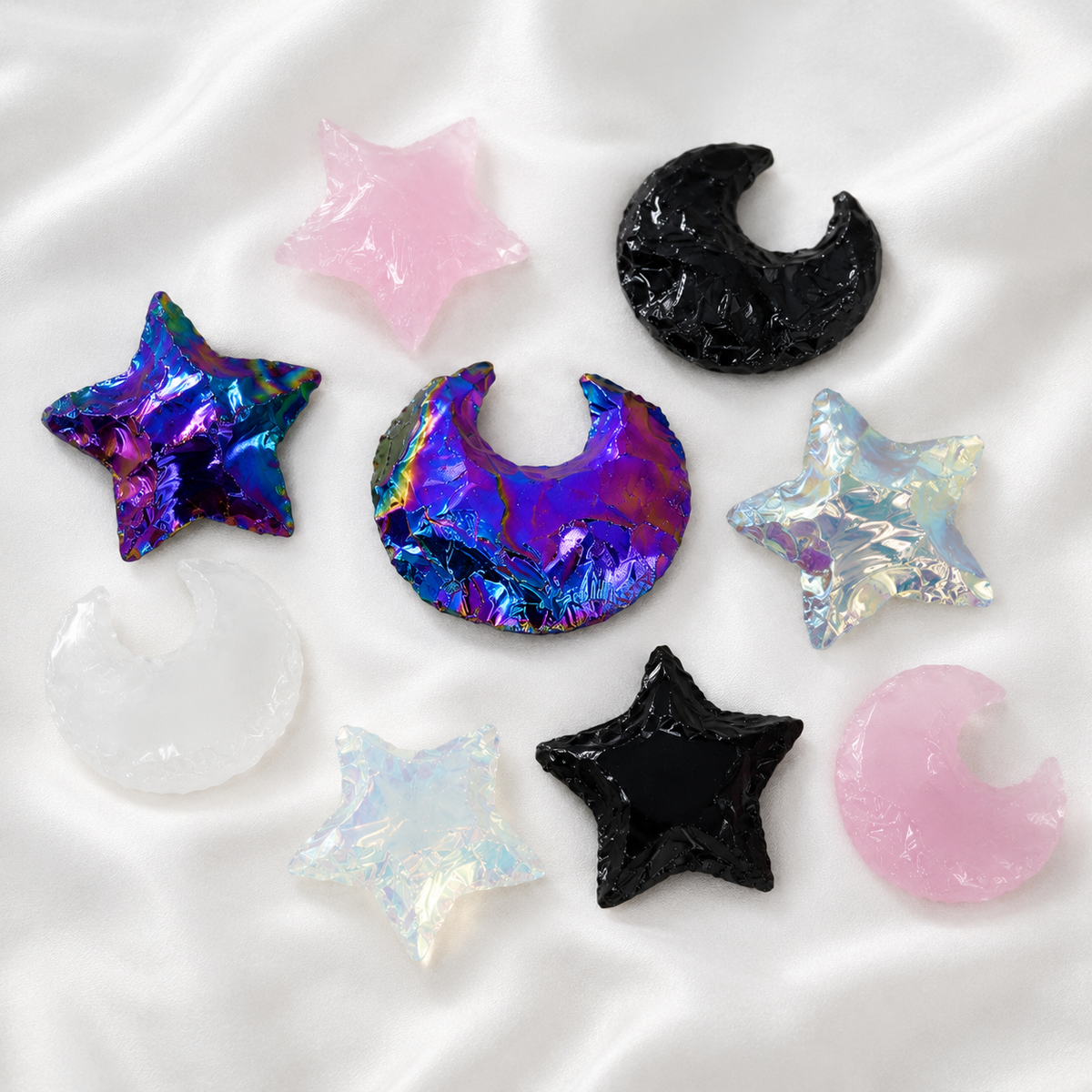 Flat Stars & Moon Shaped Gemstone Arrowheads.