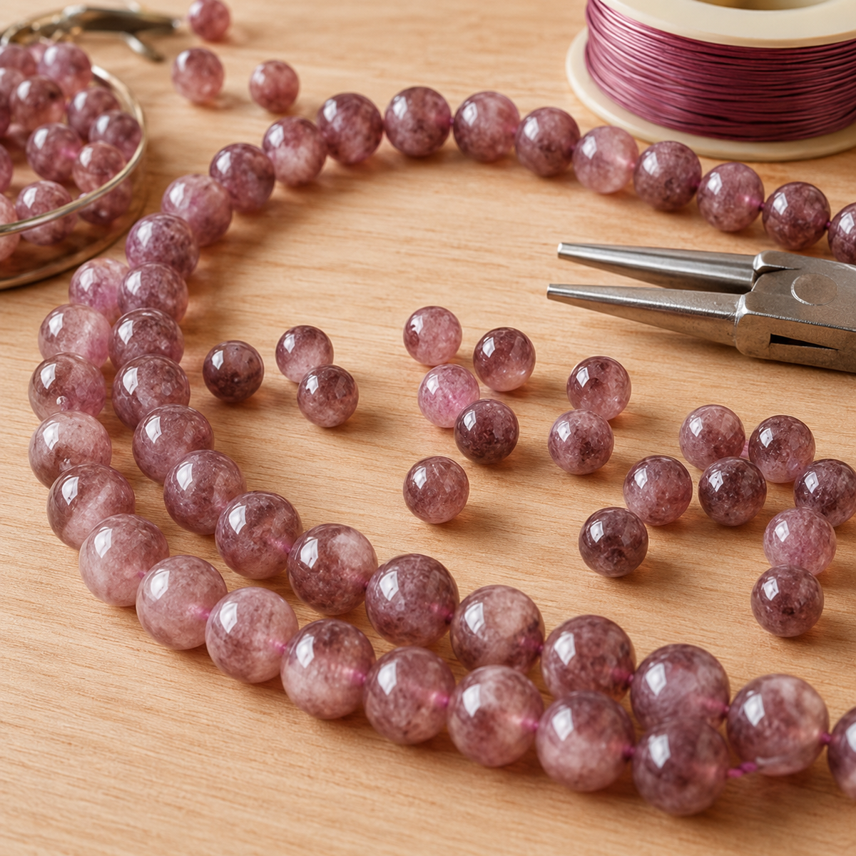 Pink Tourmaline Heated Beads, Natural Round Crystal Beads 4mm to 10mm