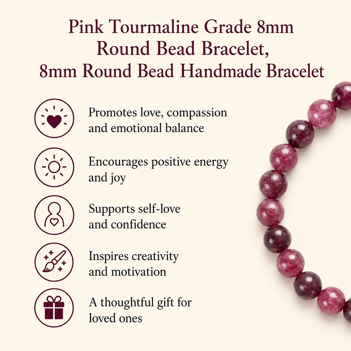 Pink Tourmaline Bracelet (Passion and Selflessness)