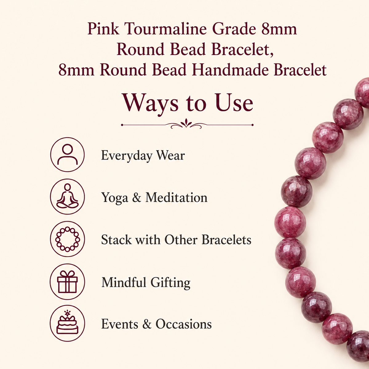 Pink Tourmaline Bracelet (Passion and Selflessness)
