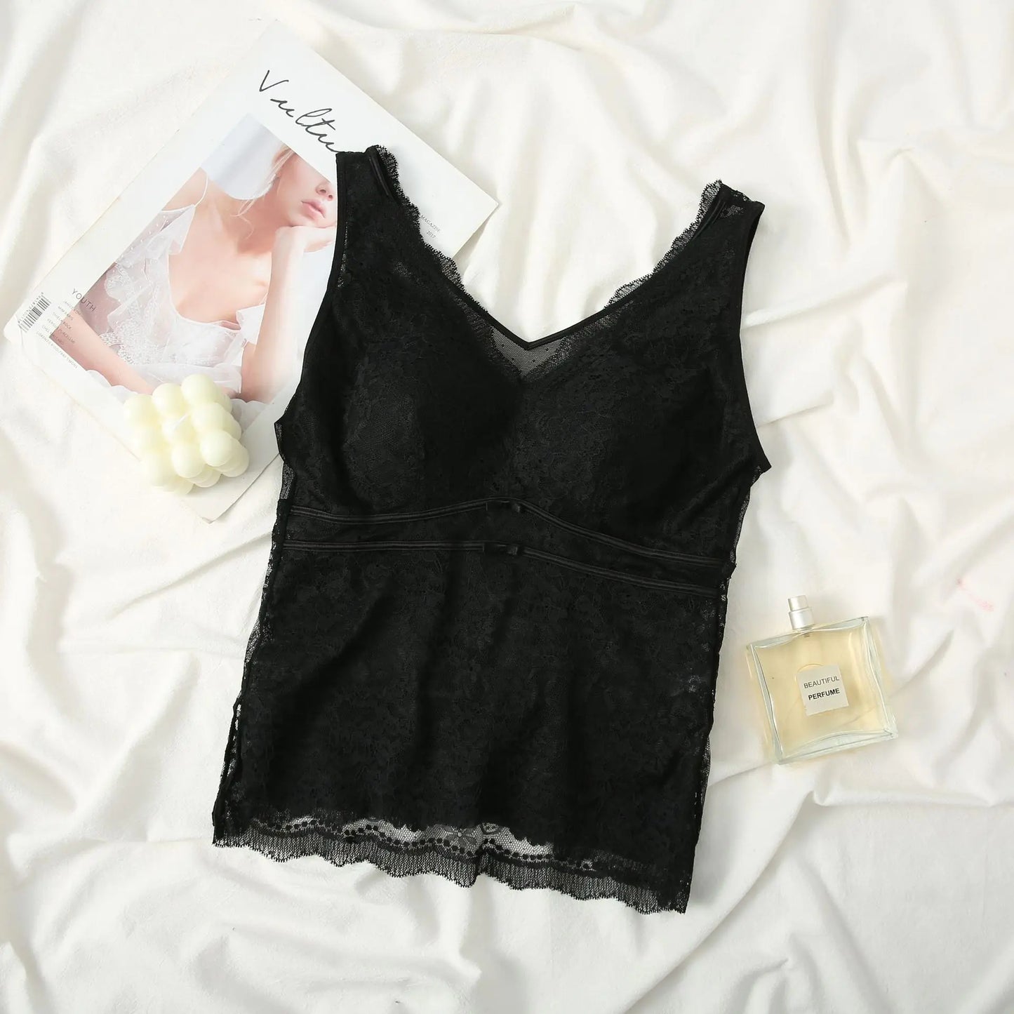 Lace French Bra for Women - Wireless and Supportive - Lingerie