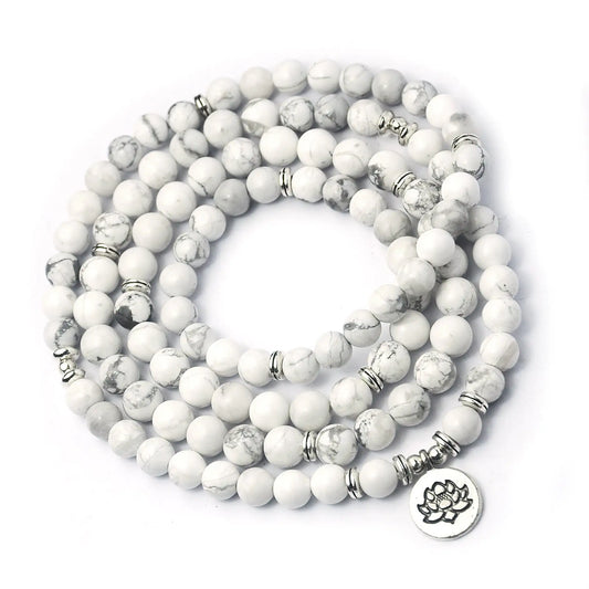 Stone Tiger Eye Stone Bracelet Necklace 108 Buddha Beads Lotus Bracelet
