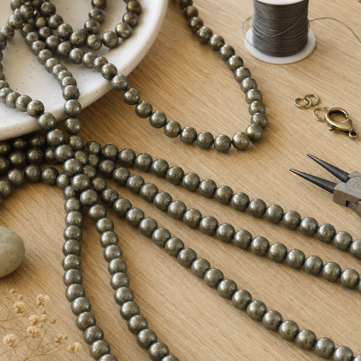 Pyrite Beads, Natural Round Crystal Beads 4mm to 12mm