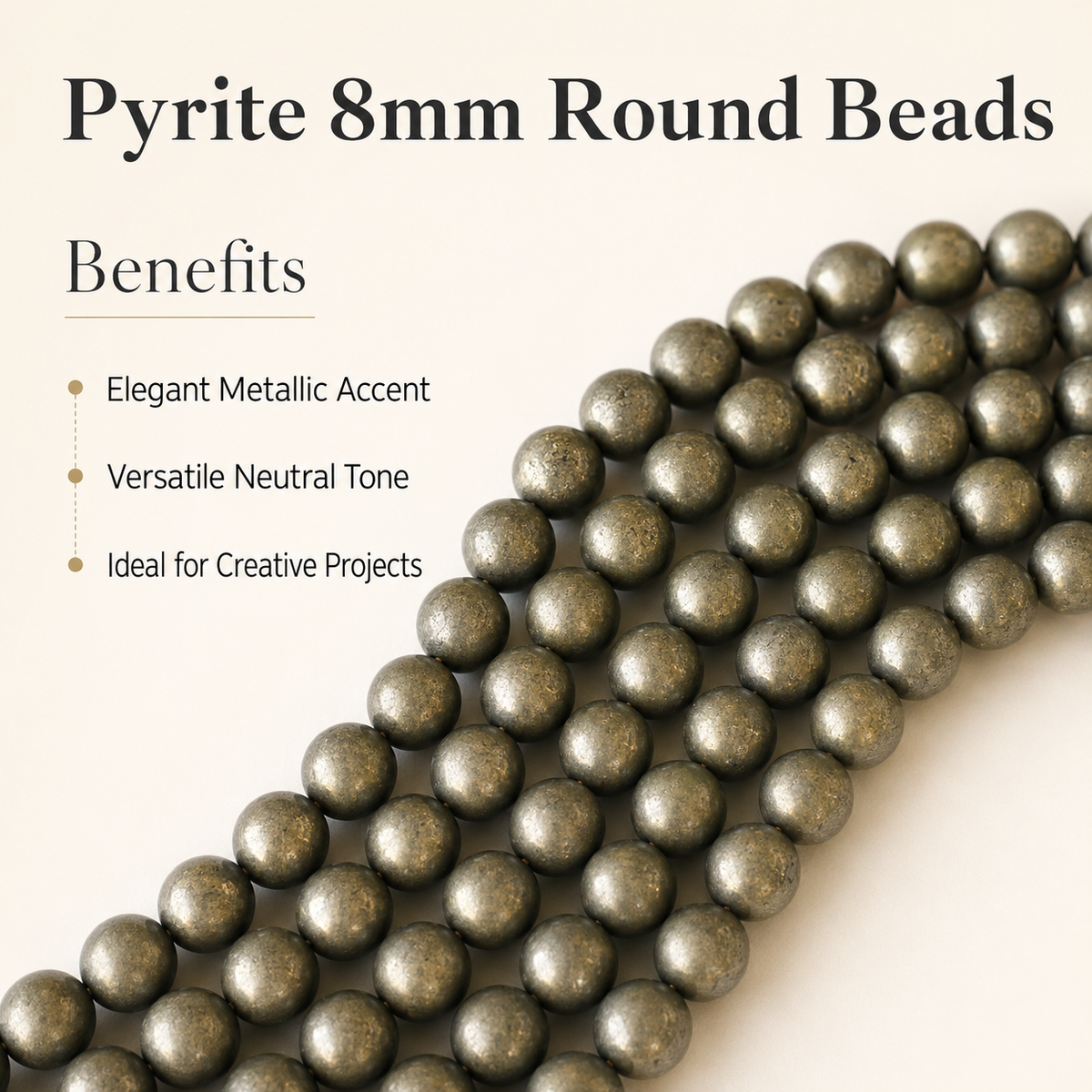 Pyrite Beads, Natural Round Crystal Beads 4mm to 12mm