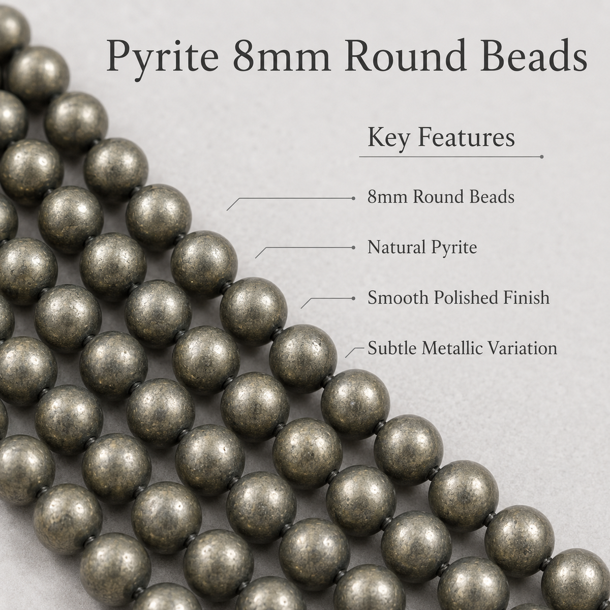 Pyrite Beads, Natural Round Crystal Beads 4mm to 12mm