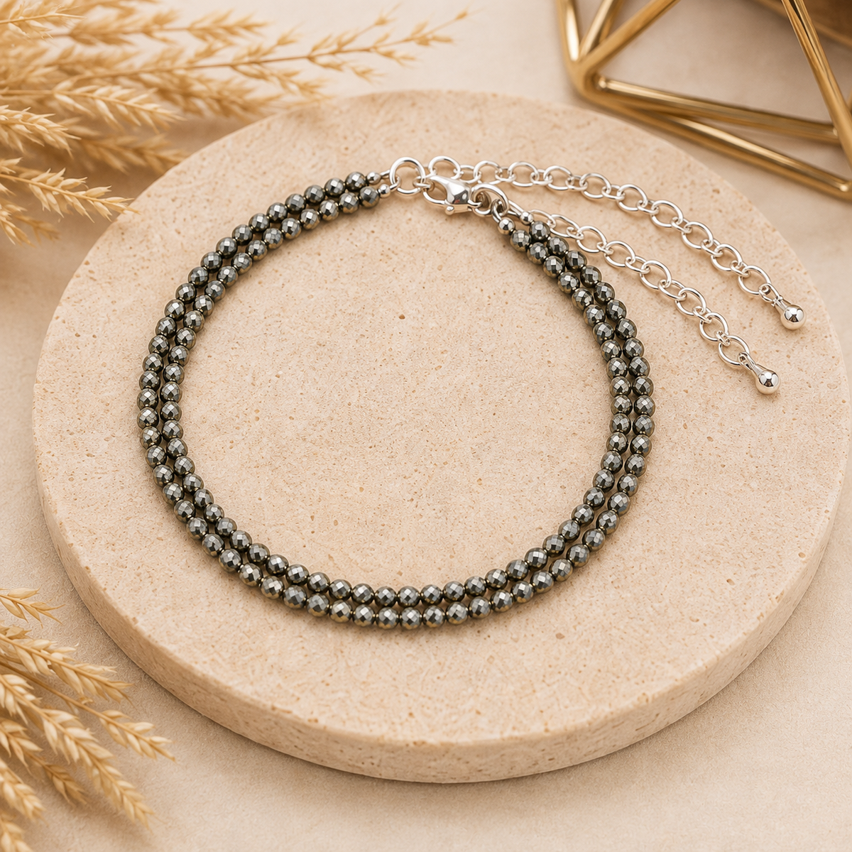 Pyrite Anklet 3mm – Natural Gemstone Jewelry for Protection, Balance & Positive Energy
