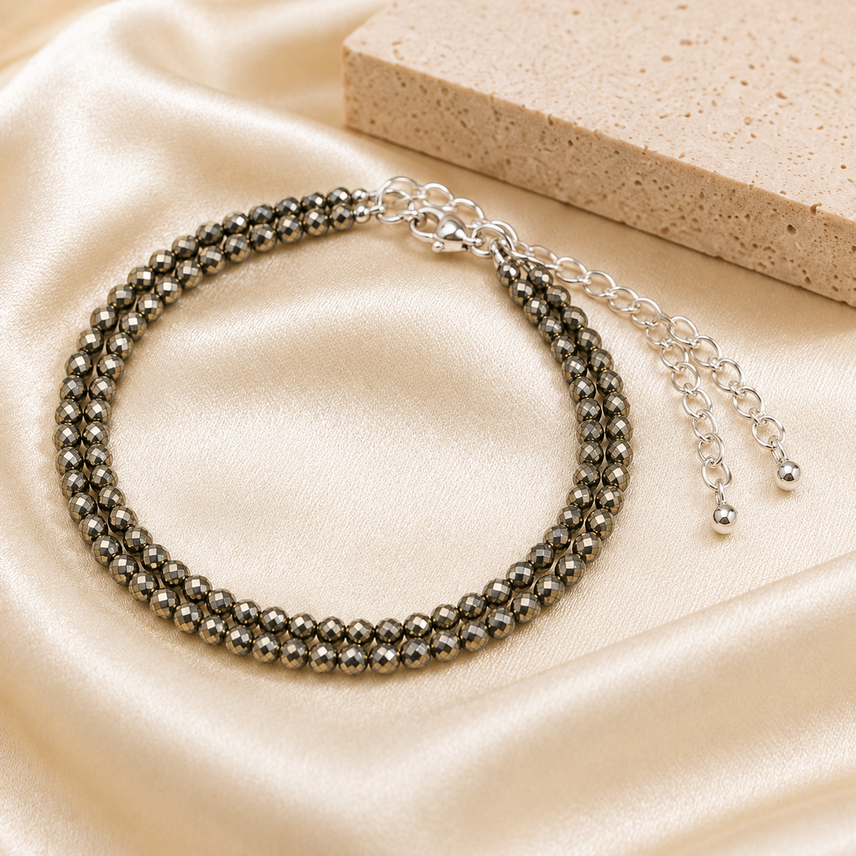 Pyrite Anklet 3mm – Natural Gemstone Jewelry for Protection, Balance & Positive Energy