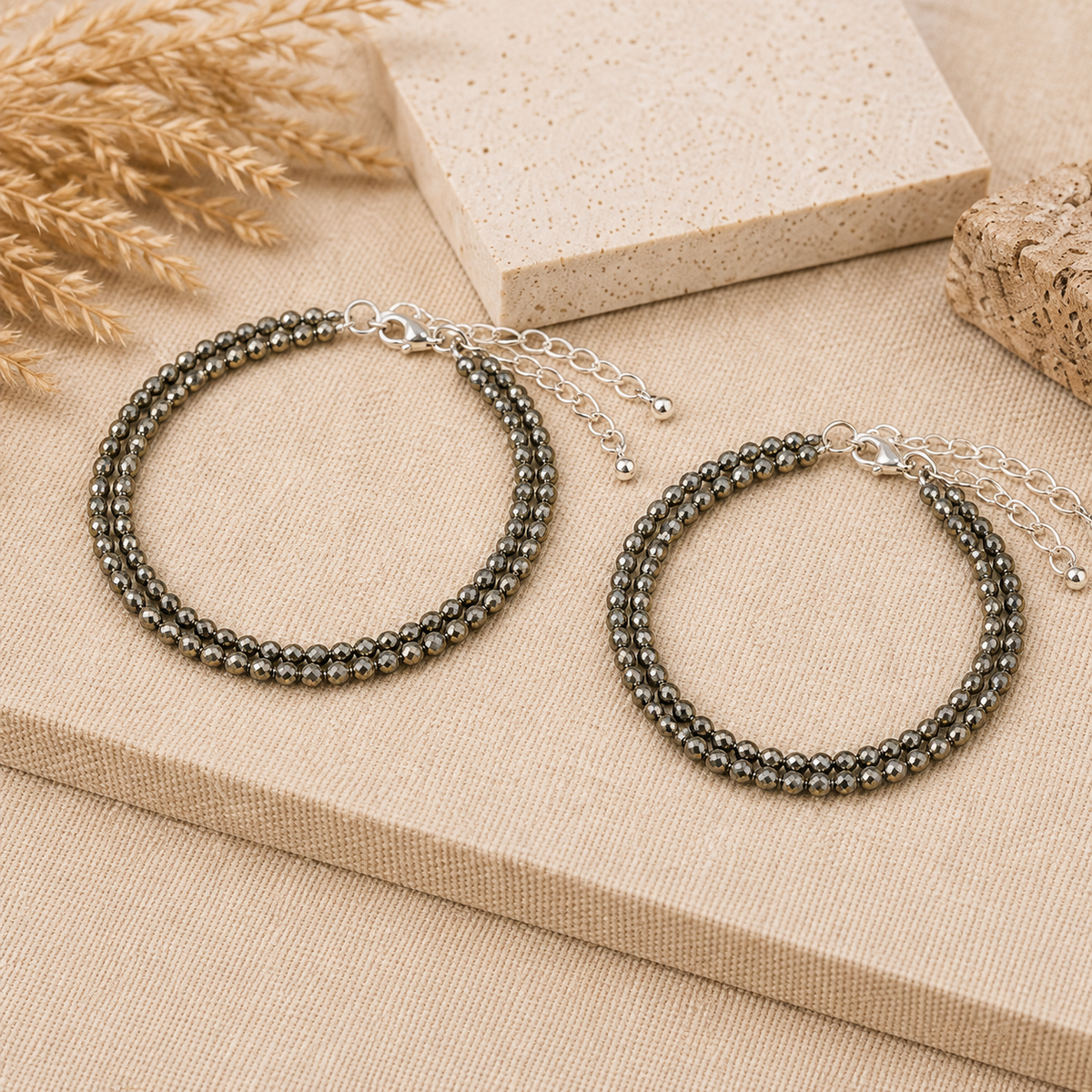 Pyrite Anklet 3mm – Natural Gemstone Jewelry for Protection, Balance & Positive Energy