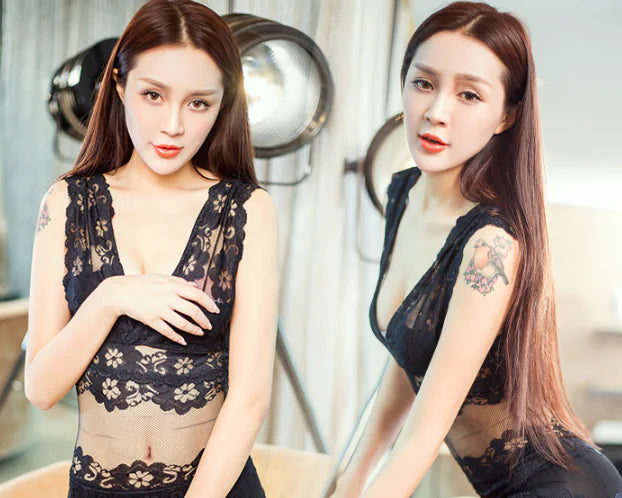 Fashion Transparent Lace Dress, Women's Lingerie Nightgown