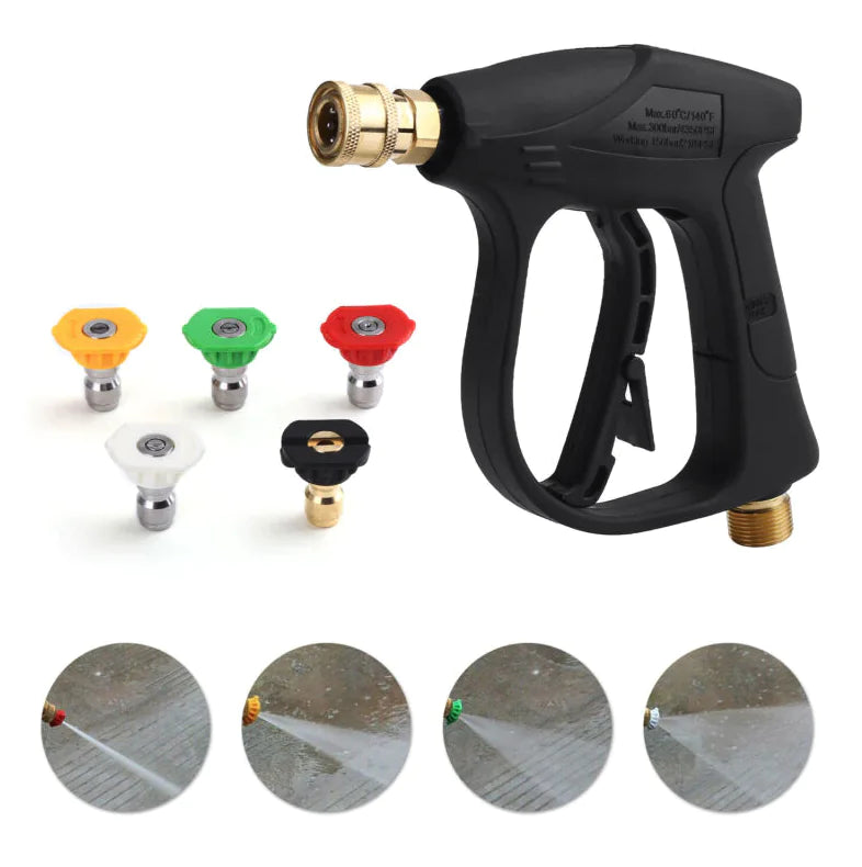 1/4" High Pressure Washer Gun 4000 PSI Car Wash Foam Spray Short Wand w/ Nozzle