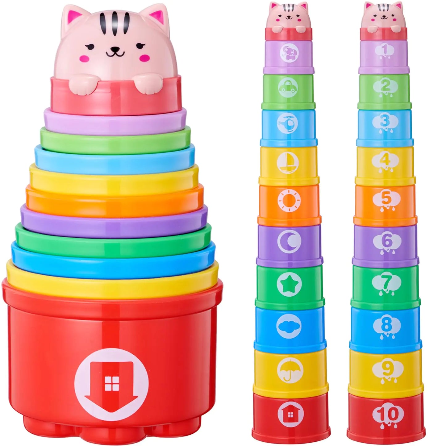 Wanonoo Rainbow Baby Stacking Cups Toys Set Stacking Toys for Toddlers 1-3 Nesting Cups Stackable Blocks Baby Toys 12-18 Months Kids Bath Toys Learning Montessori Birthday Gift Toddler Toys Age 1-2 - US seller