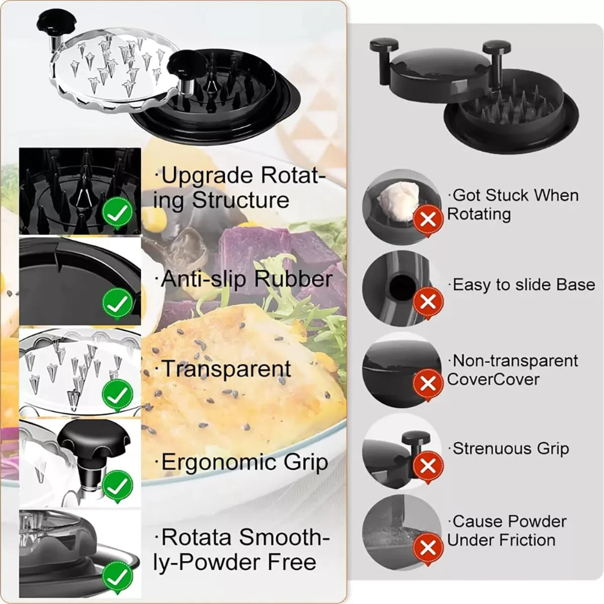 Large Chicken Shredder Tool Twist Meat Shredding Grinder Handles Non-Slip No BPA