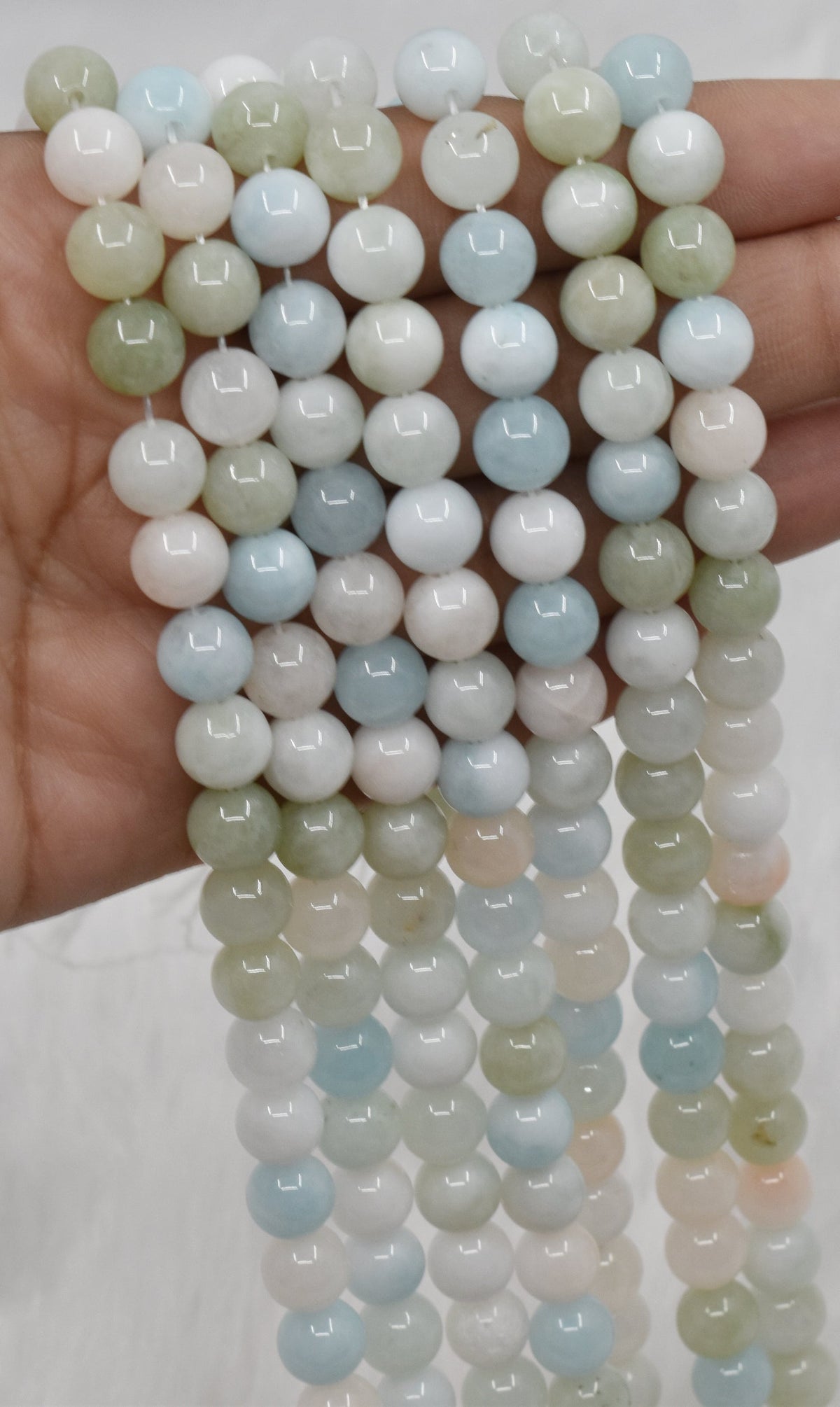 Morganite Beads, Natural Round Crystal Beads 4mm,6mm, 8mm.