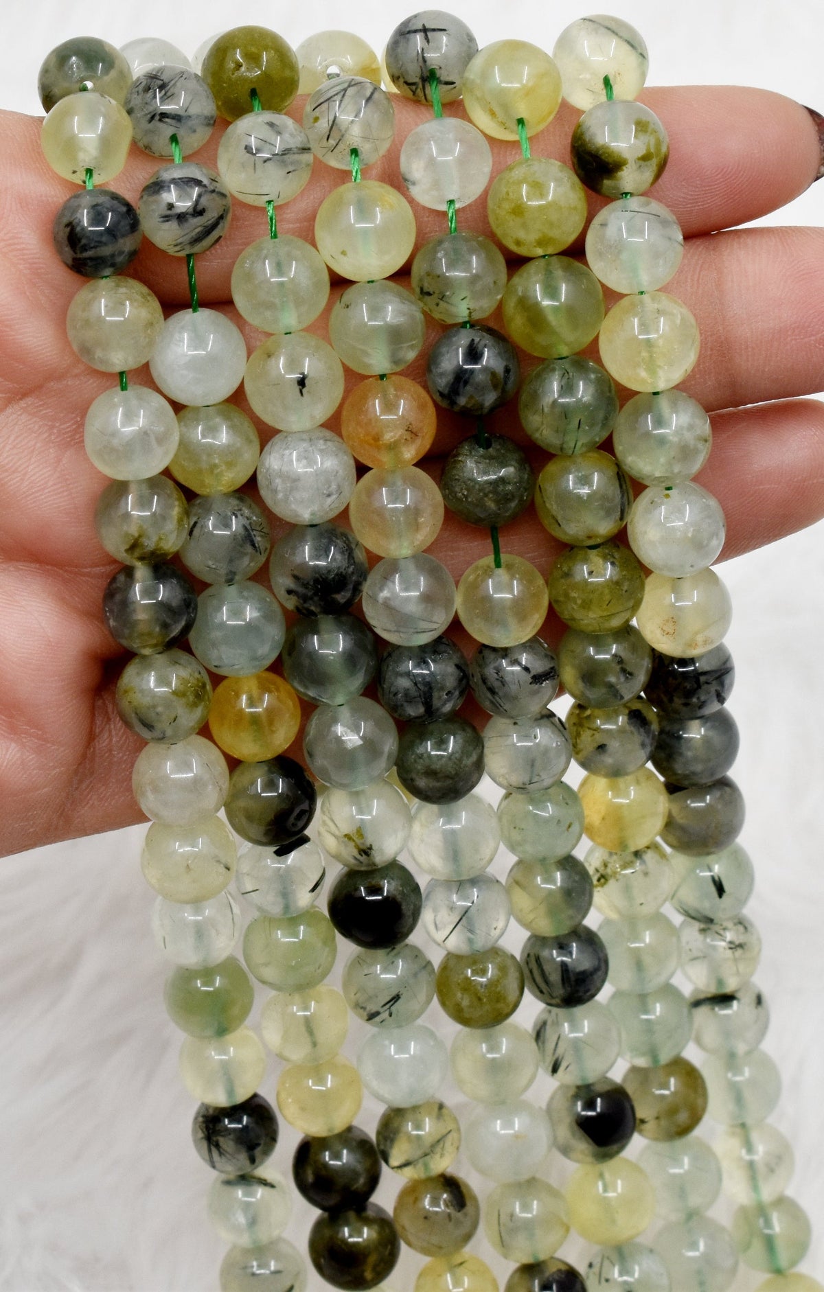 Prehnite Beads, Natural Round Crystal Beads 4mm to 10mm.