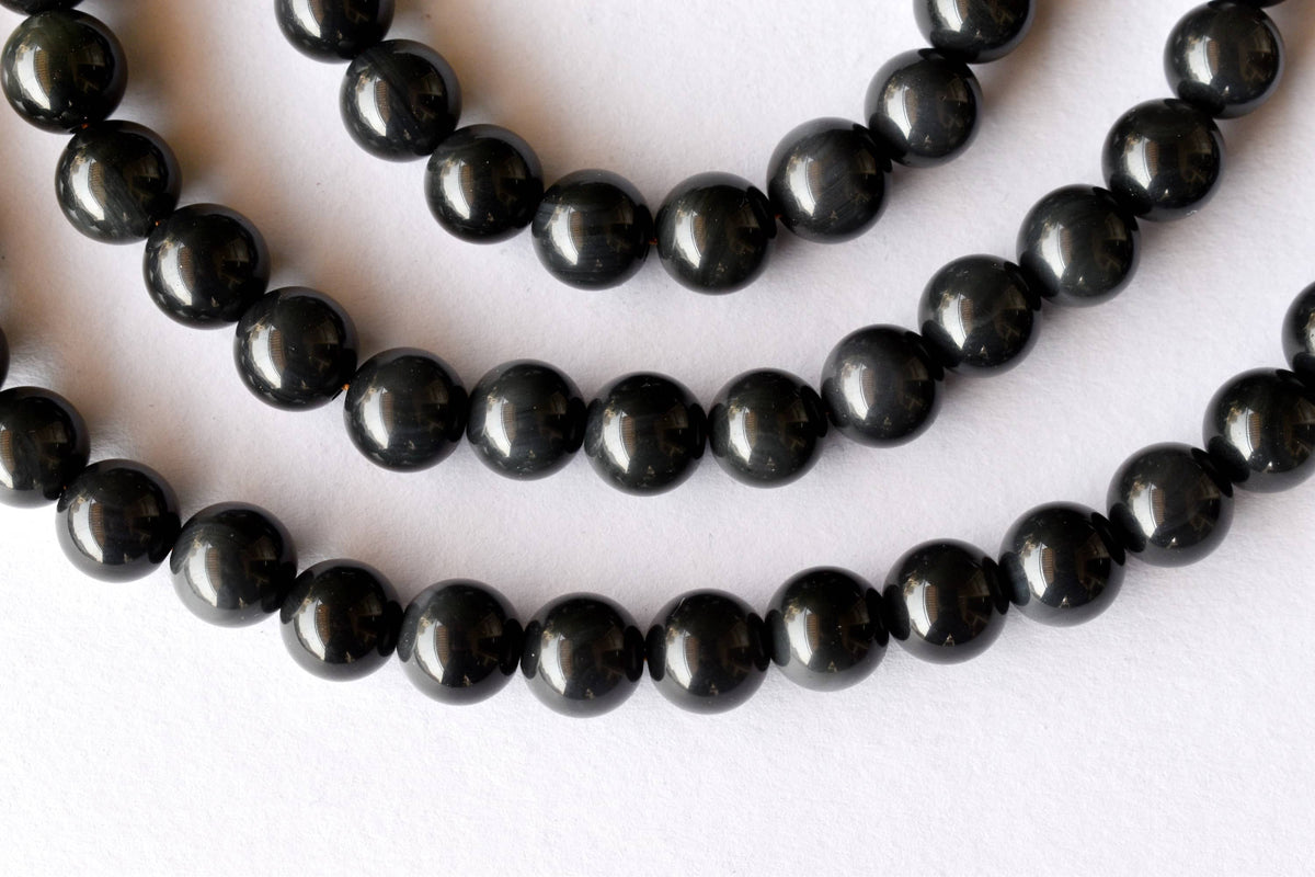 Rainbow Black Obsidian Beads, Natural Round Crystal Beads 4mm to 10mm