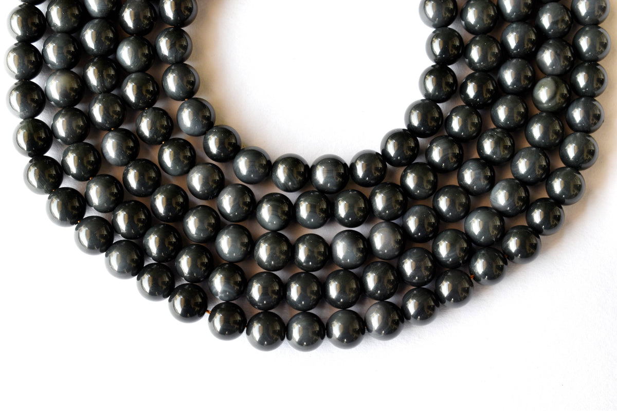Rainbow Black Obsidian Beads, Natural Round Crystal Beads 4mm to 10mm