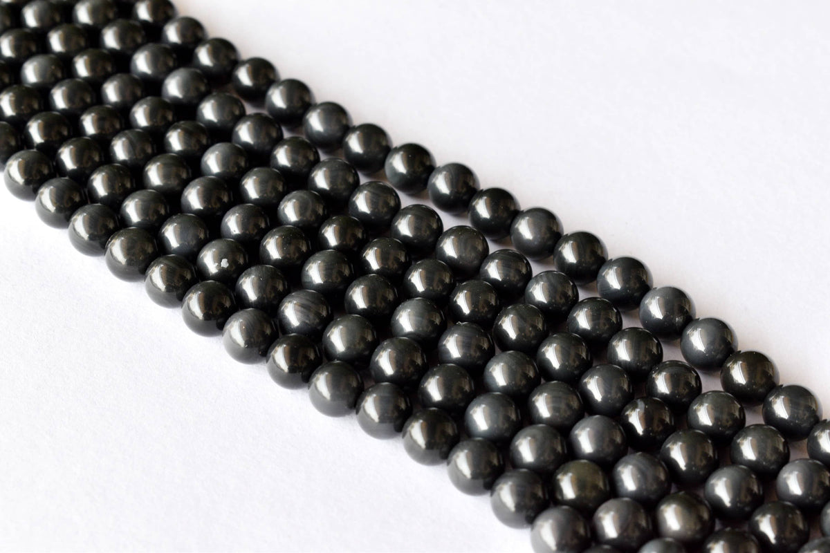 Rainbow Black Obsidian Beads, Natural Round Crystal Beads 4mm to 10mm