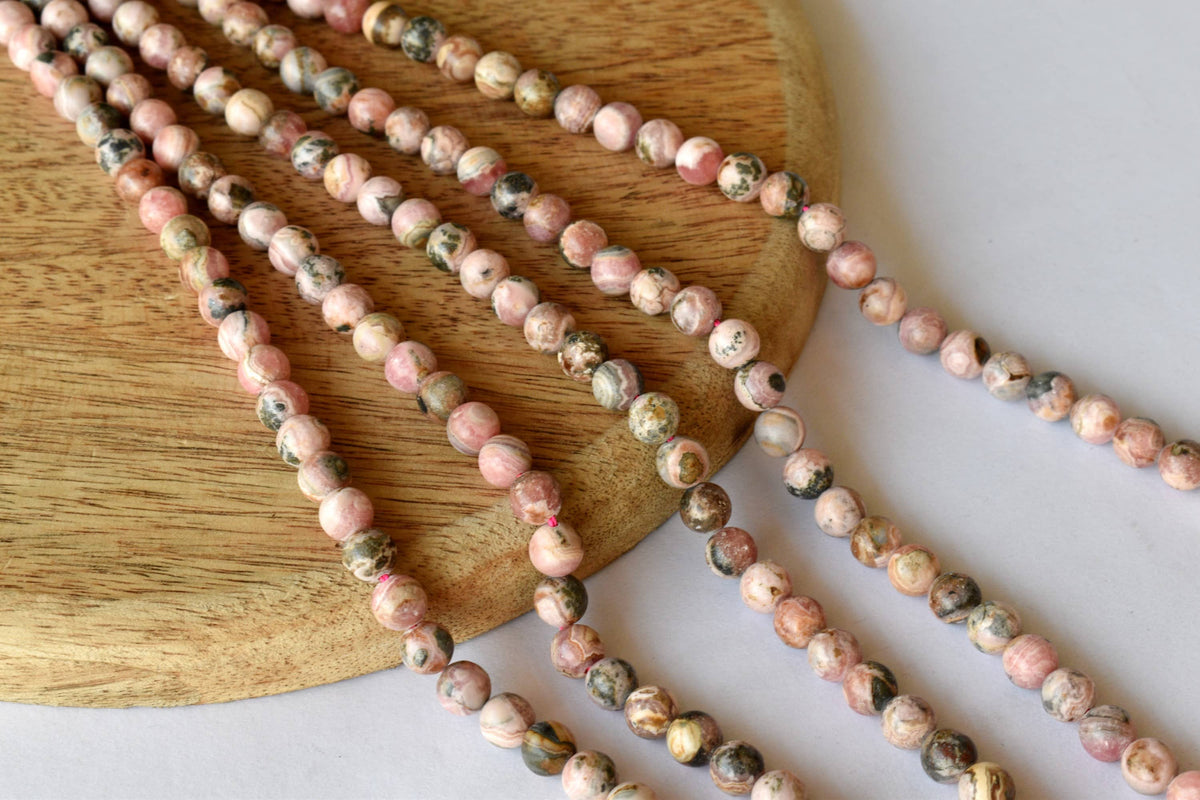 Rhodochrosite Beads, Natural Round Crystal Beads 4mm to 12mm.