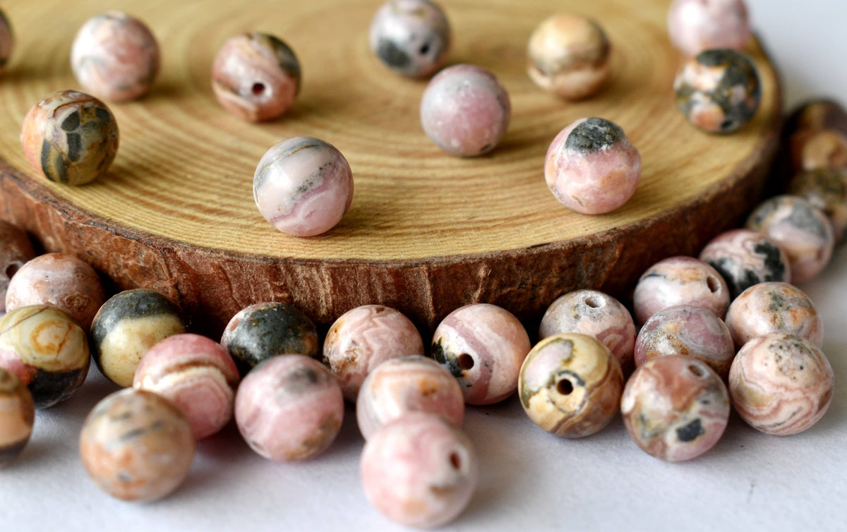 Rhodochrosite Beads, Natural Round Crystal Beads 4mm to 12mm.