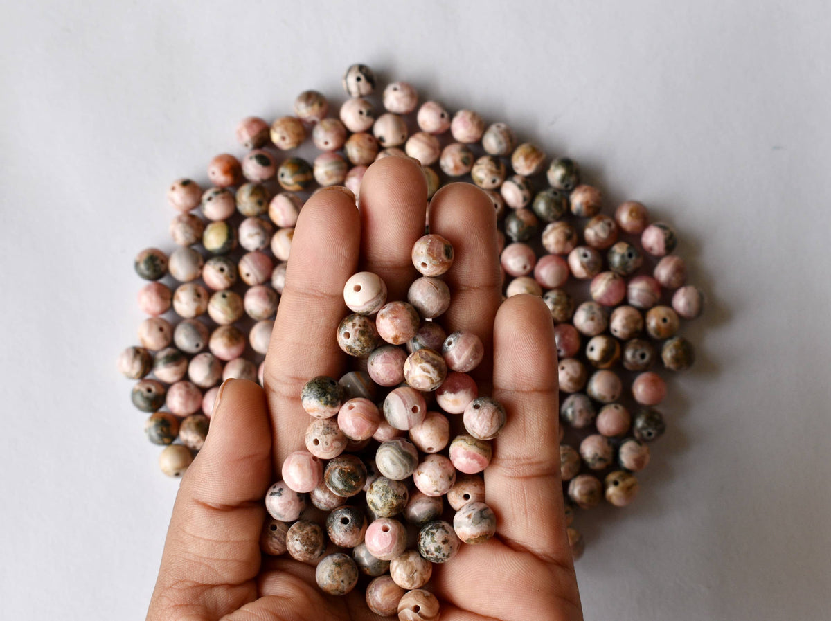 Rhodochrosite Beads, Natural Round Crystal Beads 4mm to 12mm.