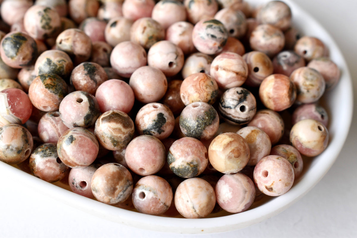 Rhodochrosite Beads, Natural Round Crystal Beads 4mm to 12mm.