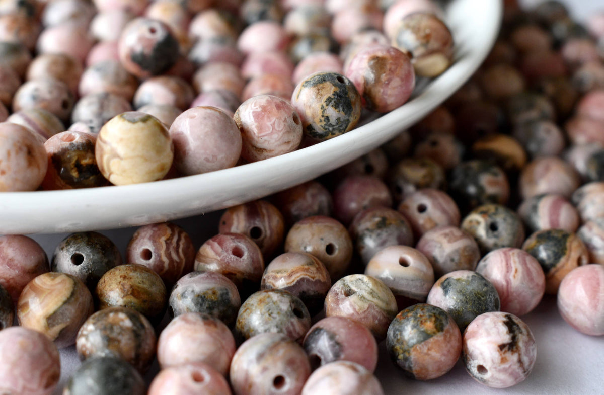 Rhodochrosite Beads, Natural Round Crystal Beads 4mm to 12mm.