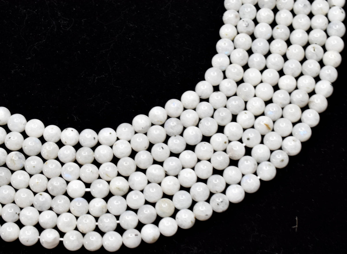 White Rainbow Moonstone Beads, Natural Round Crystal Beads 4mm to 10mm