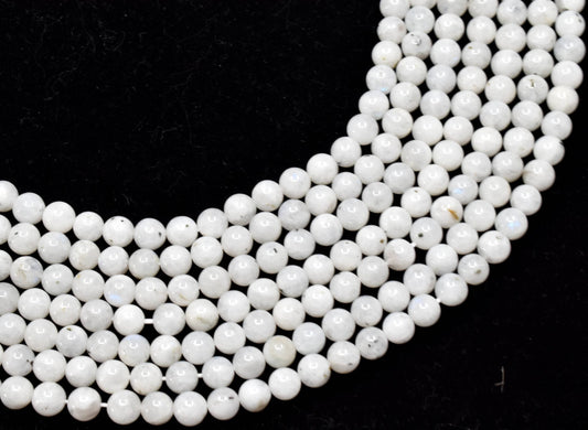 White Rainbow Moonstone Beads, Natural Round Crystal Beads 4mm to 10mm