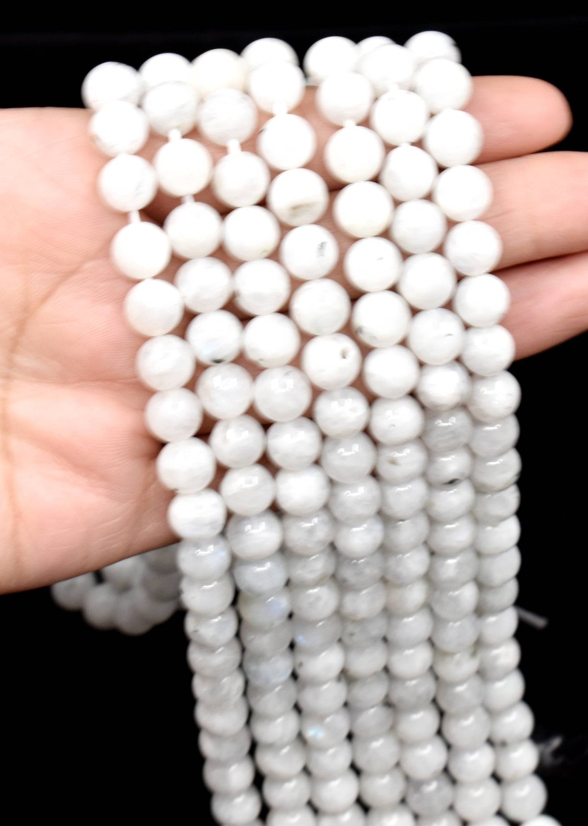 White Rainbow Moonstone Beads, Natural Round Crystal Beads 4mm to 10mm