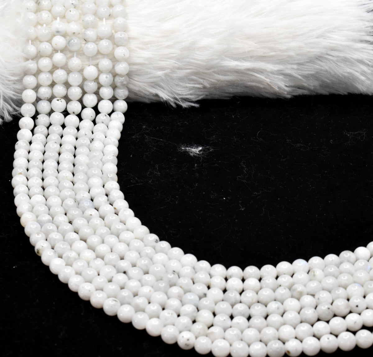 White Rainbow Moonstone Beads, Natural Round Crystal Beads 4mm to 10mm
