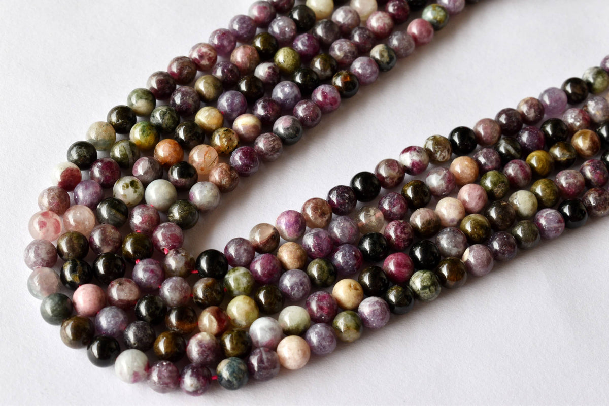 Watermelon Tourmaline Beads, Natural Round Crystal Beads 4mm to 10mm