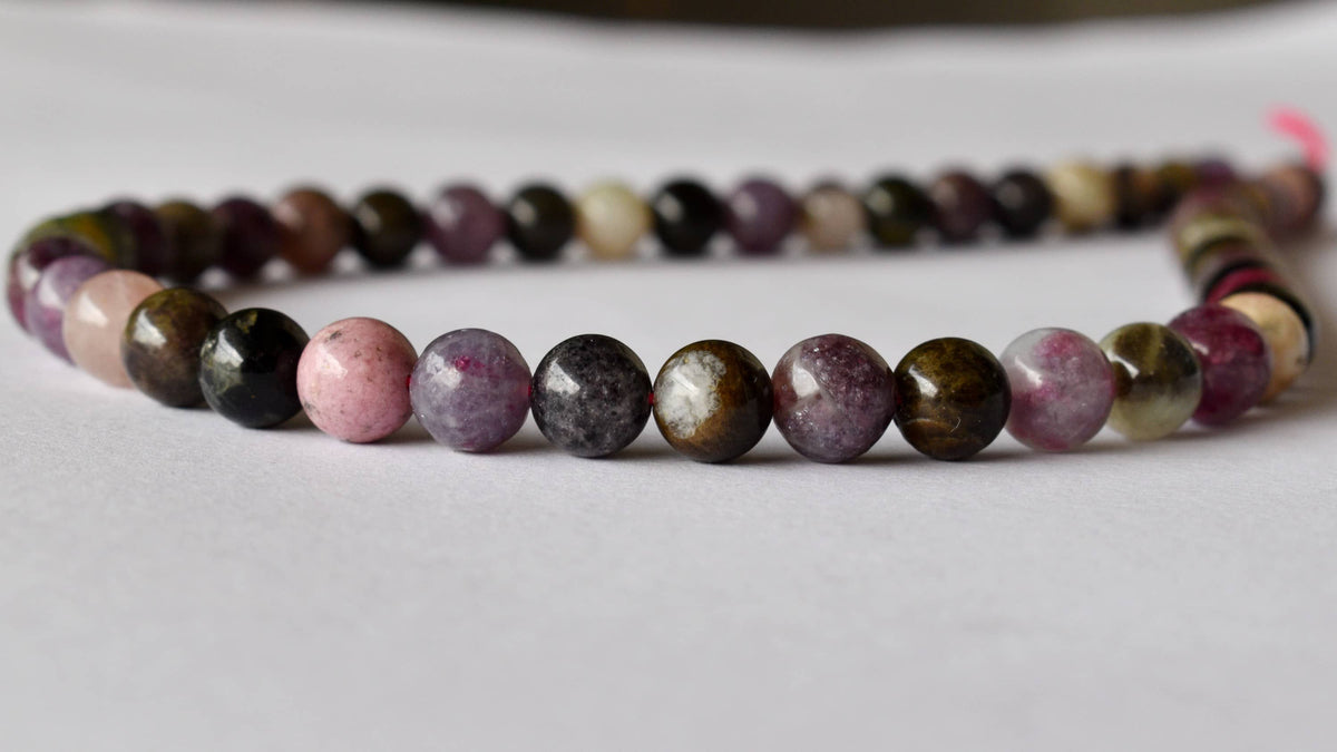 Watermelon Tourmaline Beads, Natural Round Crystal Beads 4mm to 10mm