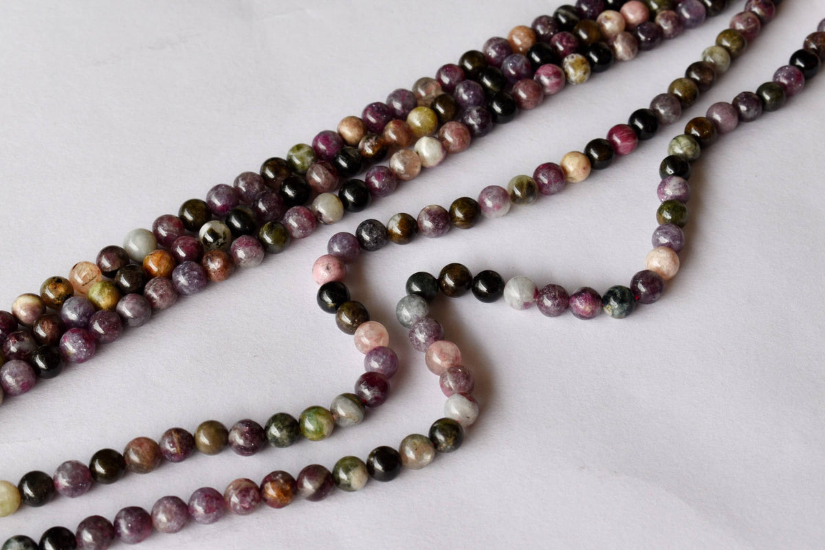Watermelon Tourmaline Beads, Natural Round Crystal Beads 4mm to 10mm