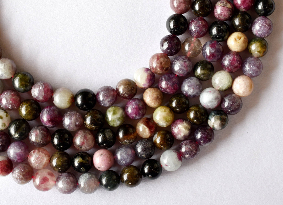 Watermelon Tourmaline Beads, Natural Round Crystal Beads 4mm to 10mm