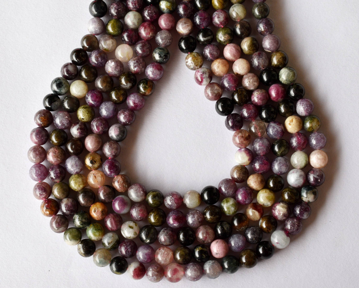 Watermelon Tourmaline Beads, Natural Round Crystal Beads 4mm to 10mm