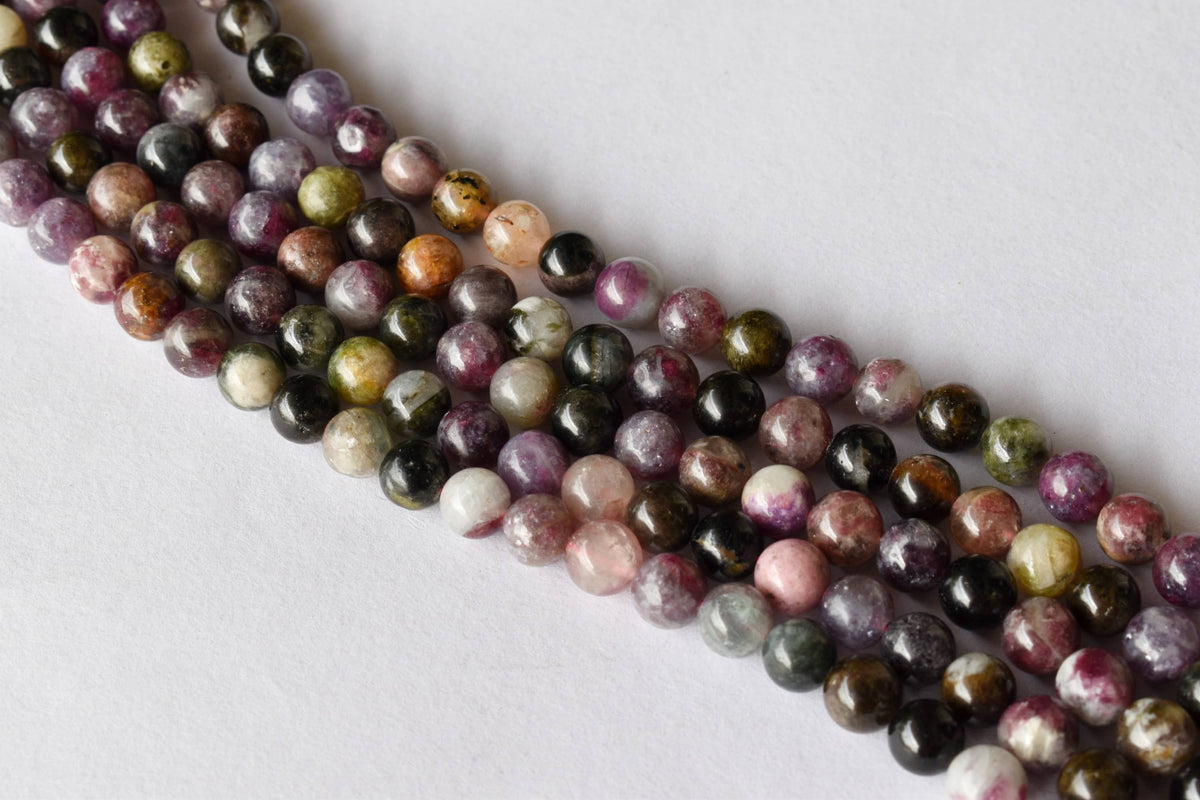 Watermelon Tourmaline Beads, Natural Round Crystal Beads 4mm to 10mm