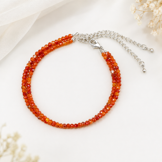 Red Carnelian Crystal anklet for Healing, Protection & Grounding – Natural