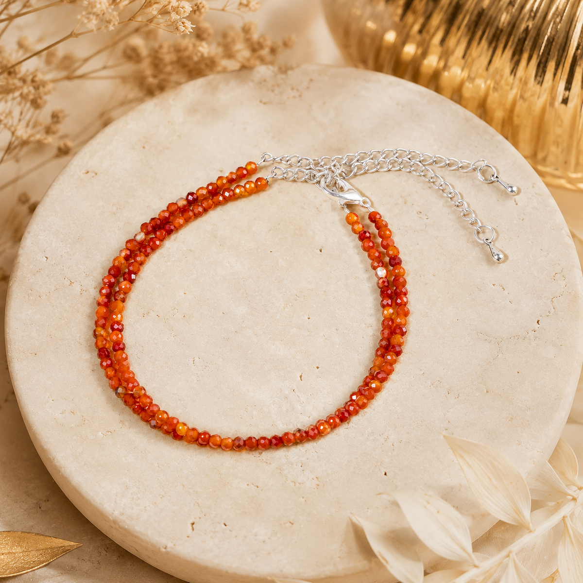 Red Carnelian Crystal anklet for Healing, Protection & Grounding – Natural