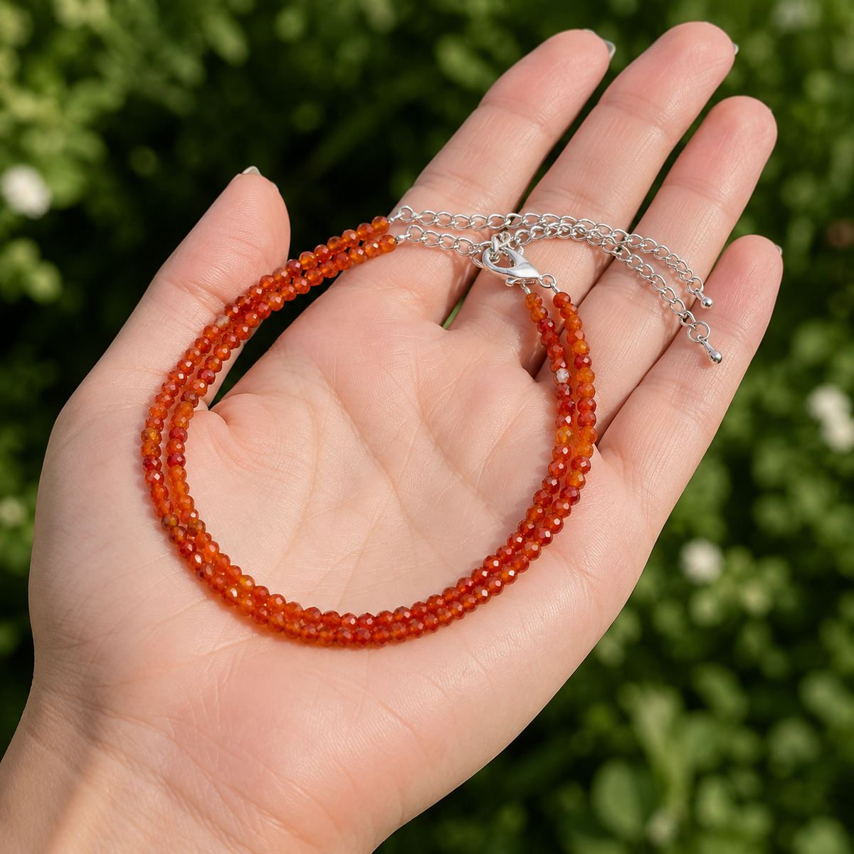 Red Carnelian Crystal anklet for Healing, Protection & Grounding – Natural