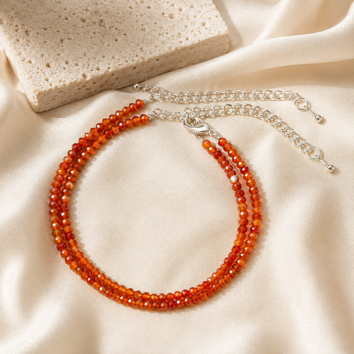 Red Carnelian Crystal anklet for Healing, Protection & Grounding – Natural