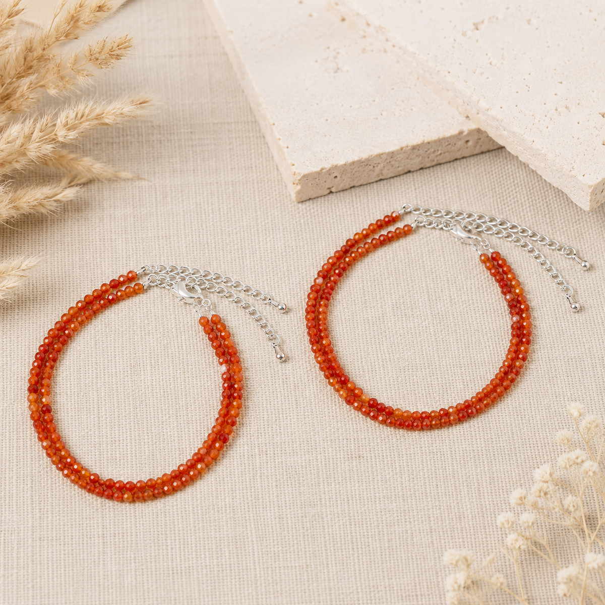 Red Carnelian Crystal anklet for Healing, Protection & Grounding – Natural