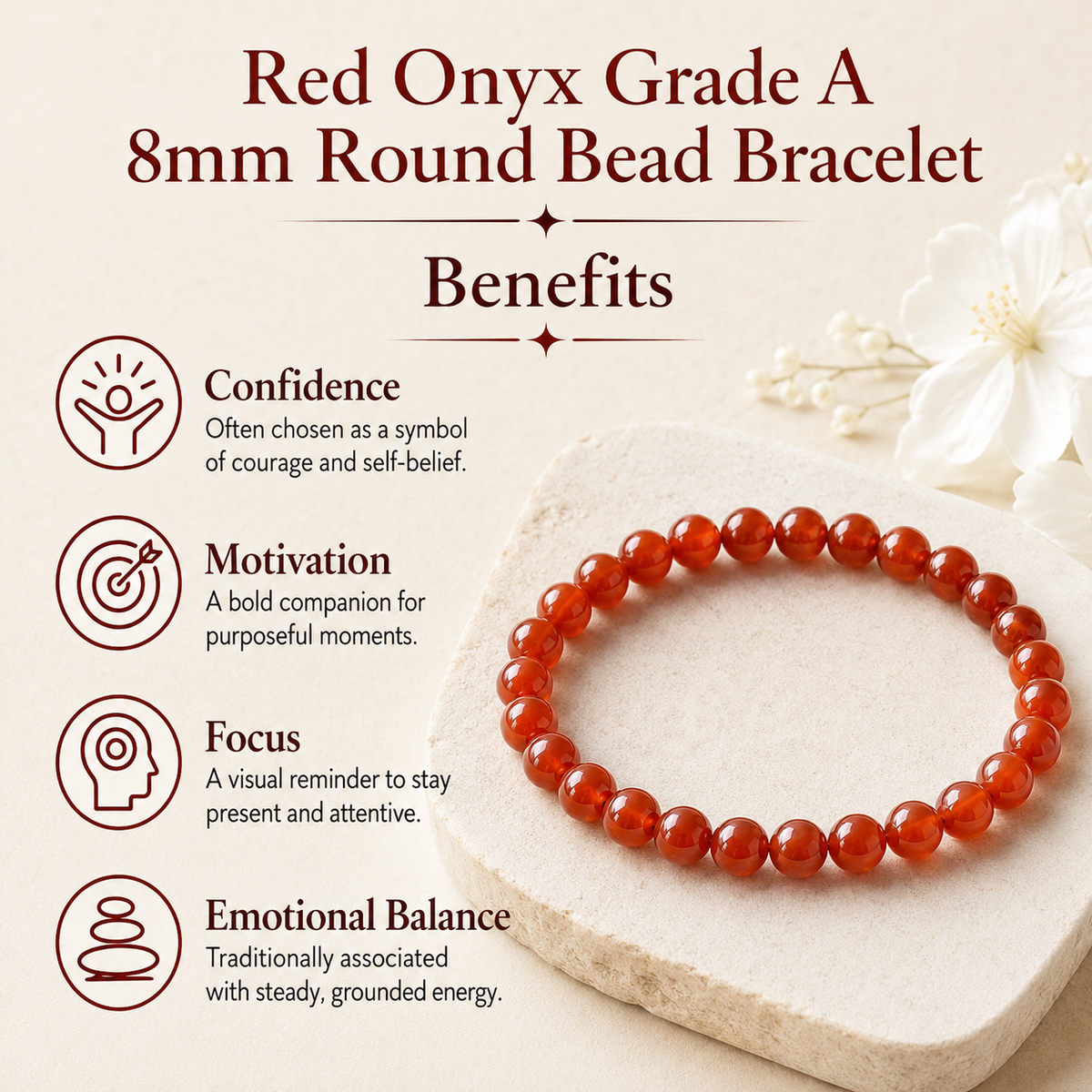 Red Onyx Bracelet (Spiritual Development and Prosperity)