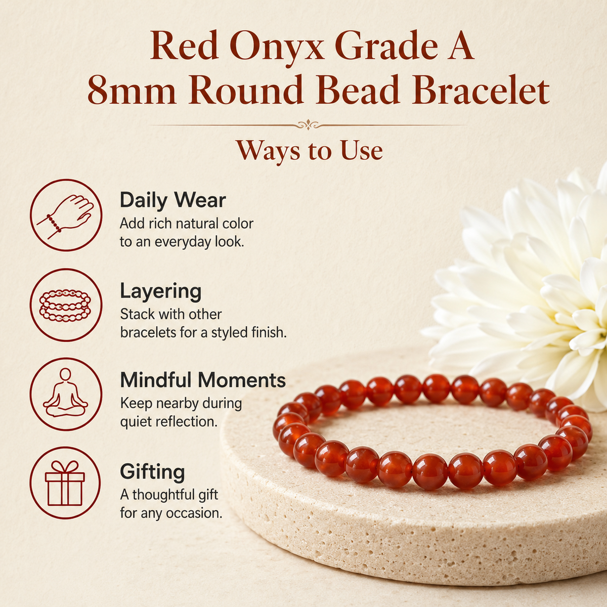 Red Onyx Bracelet (Spiritual Development and Prosperity)