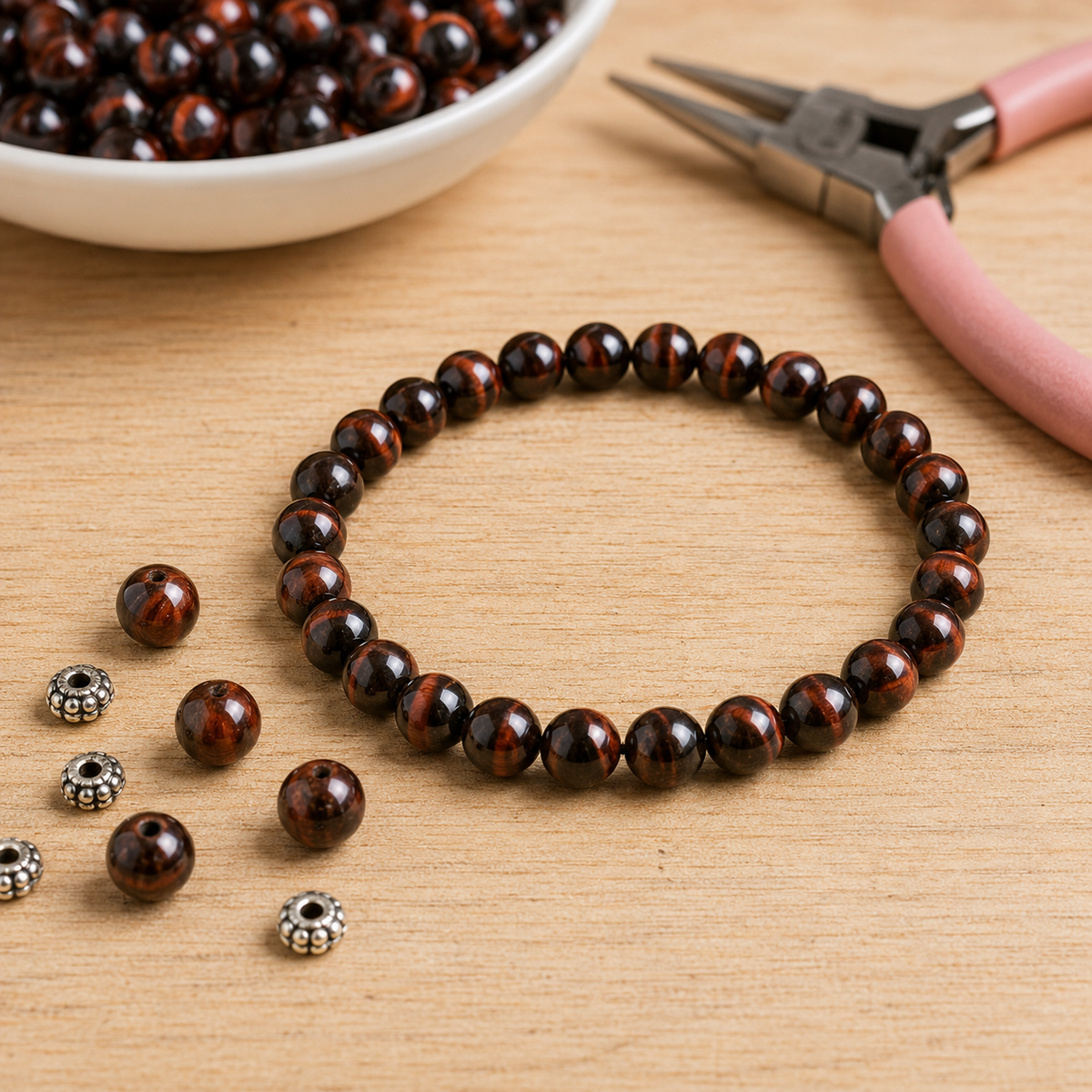 Red Tiger Eye Bracelet | Vintage Tiger Eye Bracelet (Happiness and Self Discovery)