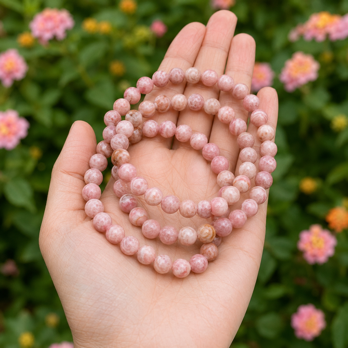 Rhodochrosite Bracelet | Rhodochrosite Crystal Bracelet (Compassion and Relaxation)