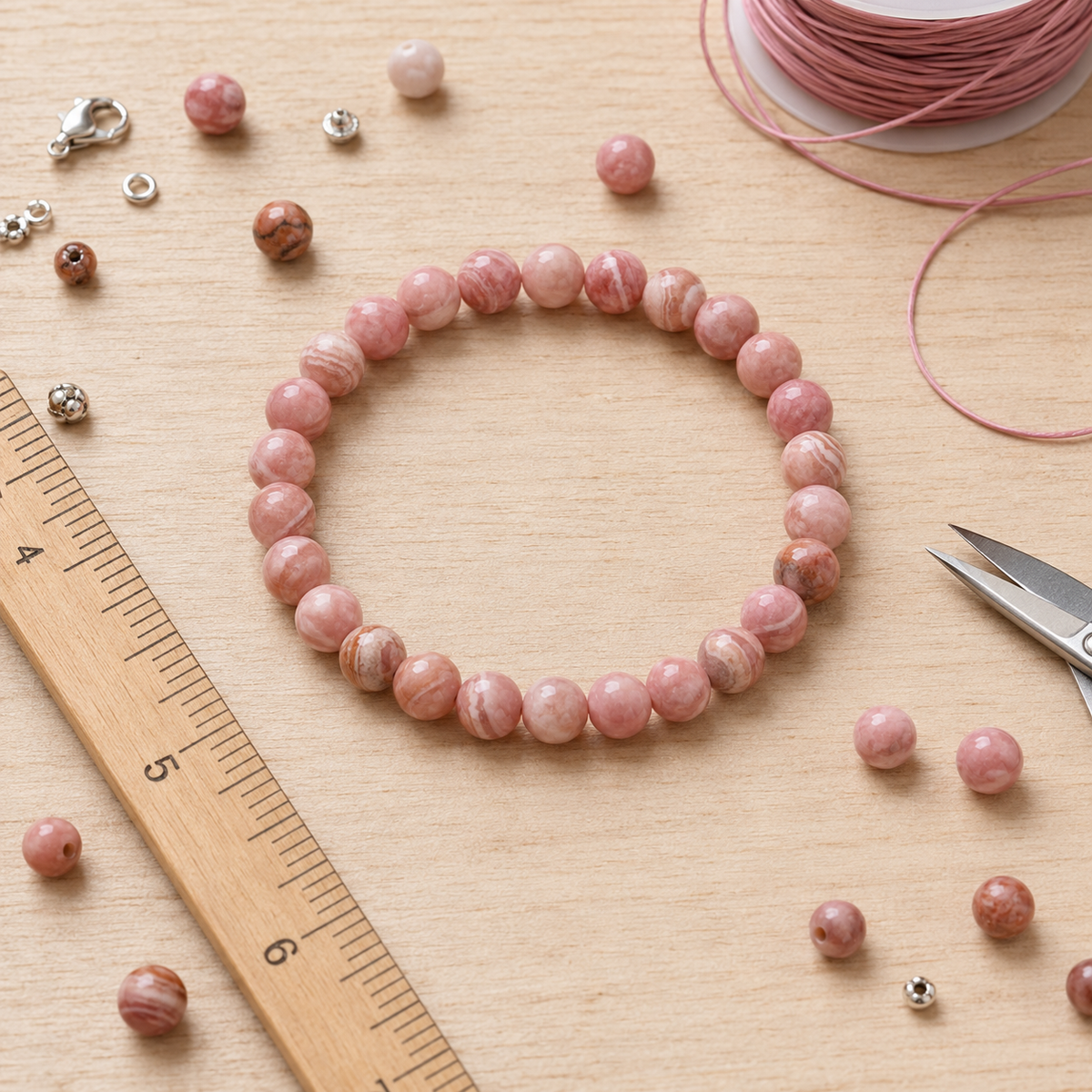 Rhodochrosite Bracelet | Rhodochrosite Crystal Bracelet (Compassion and Relaxation)