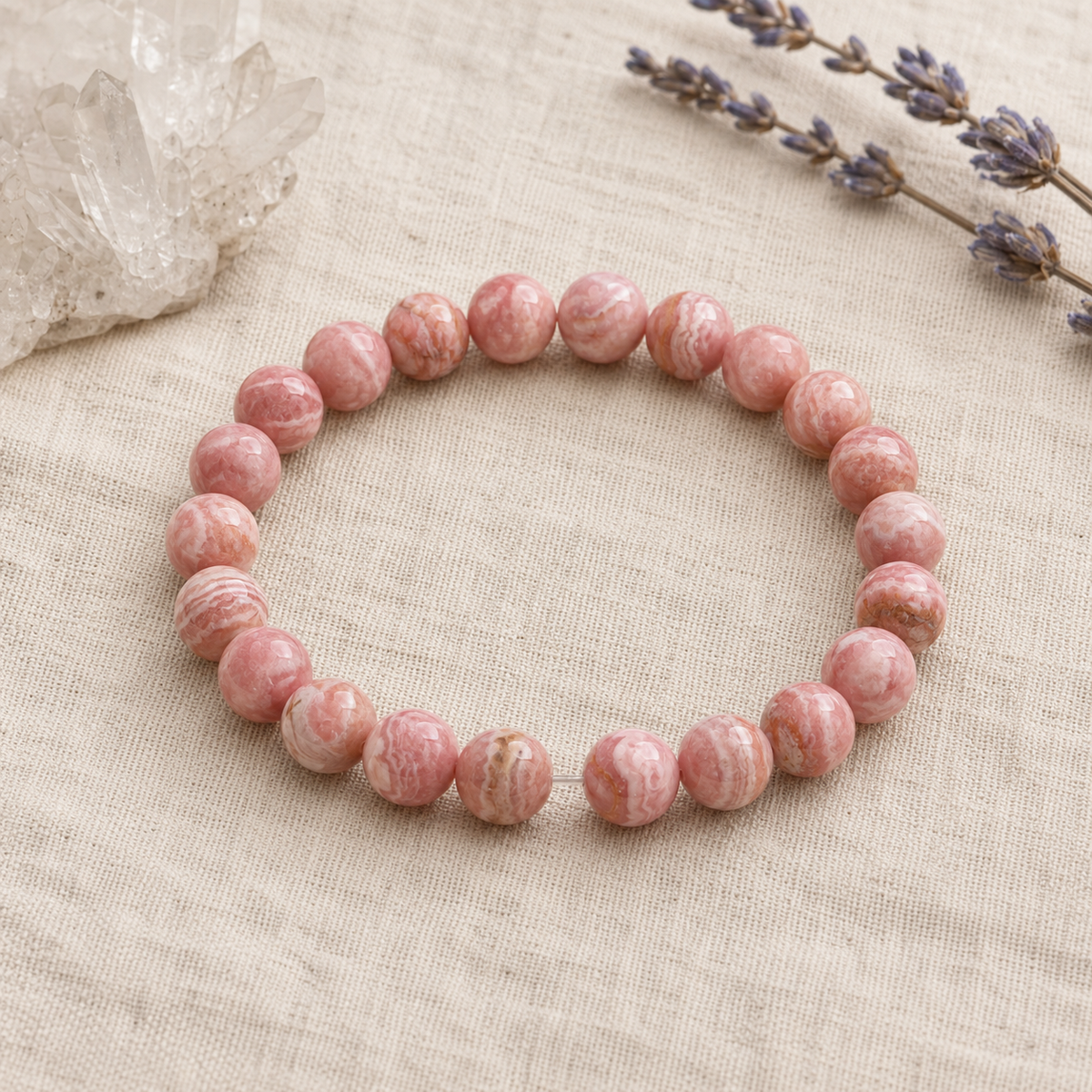 Rhodochrosite Bracelet | Rhodochrosite Crystal Bracelet (Compassion and Relaxation)
