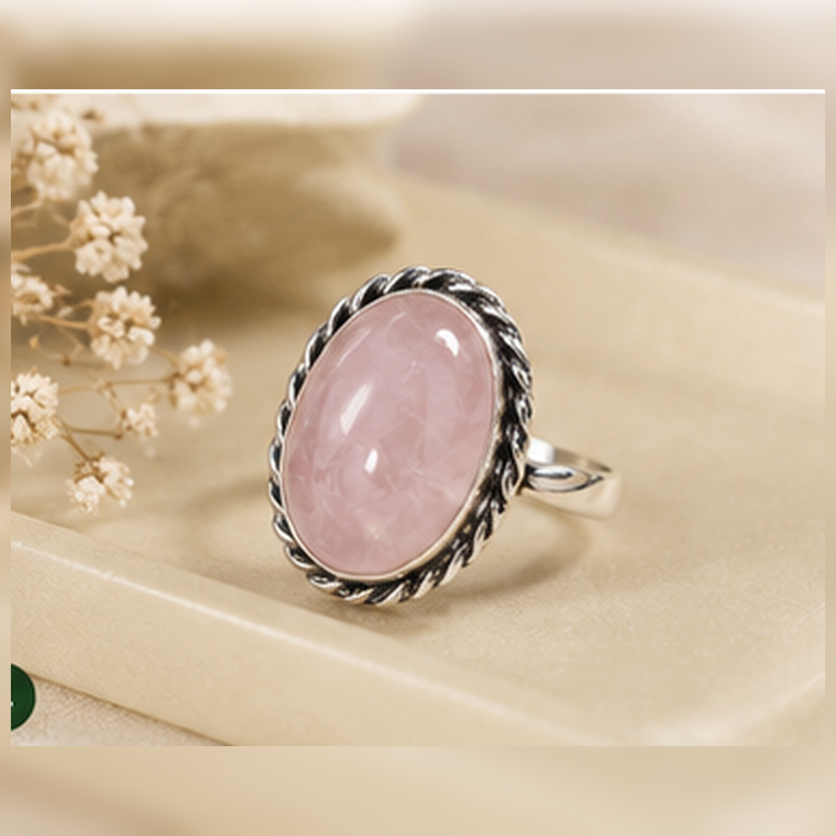 Rose Quartz rings – Gemstone rings Natural Crystal Healing Jewelry Collection