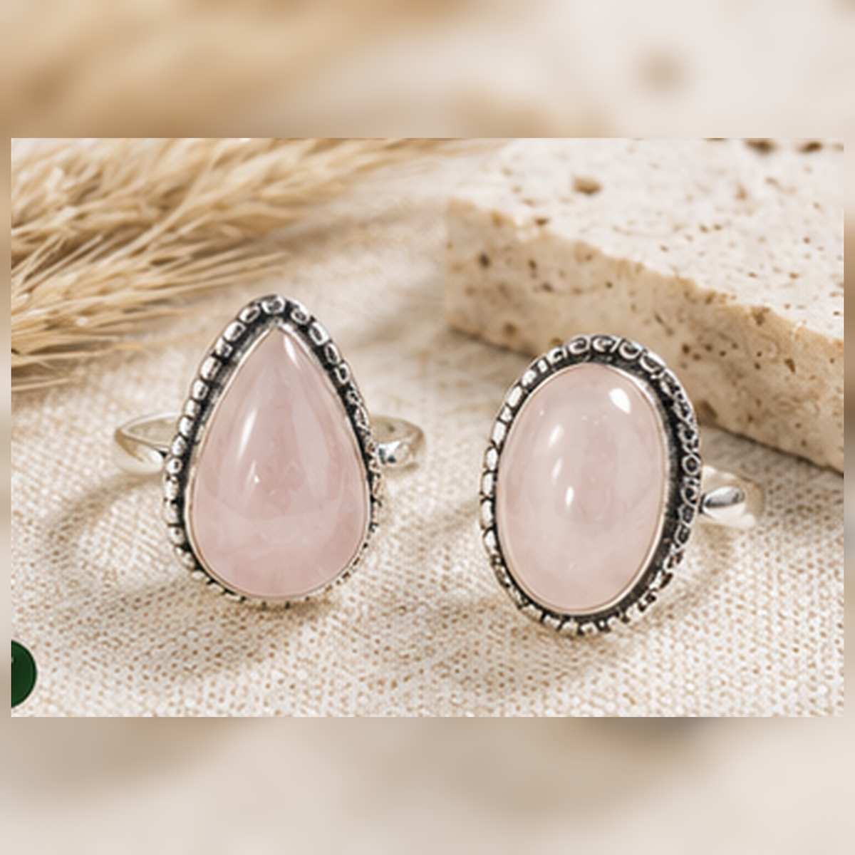 Rose Quartz rings – Gemstone rings Natural Crystal Healing Jewelry Collection