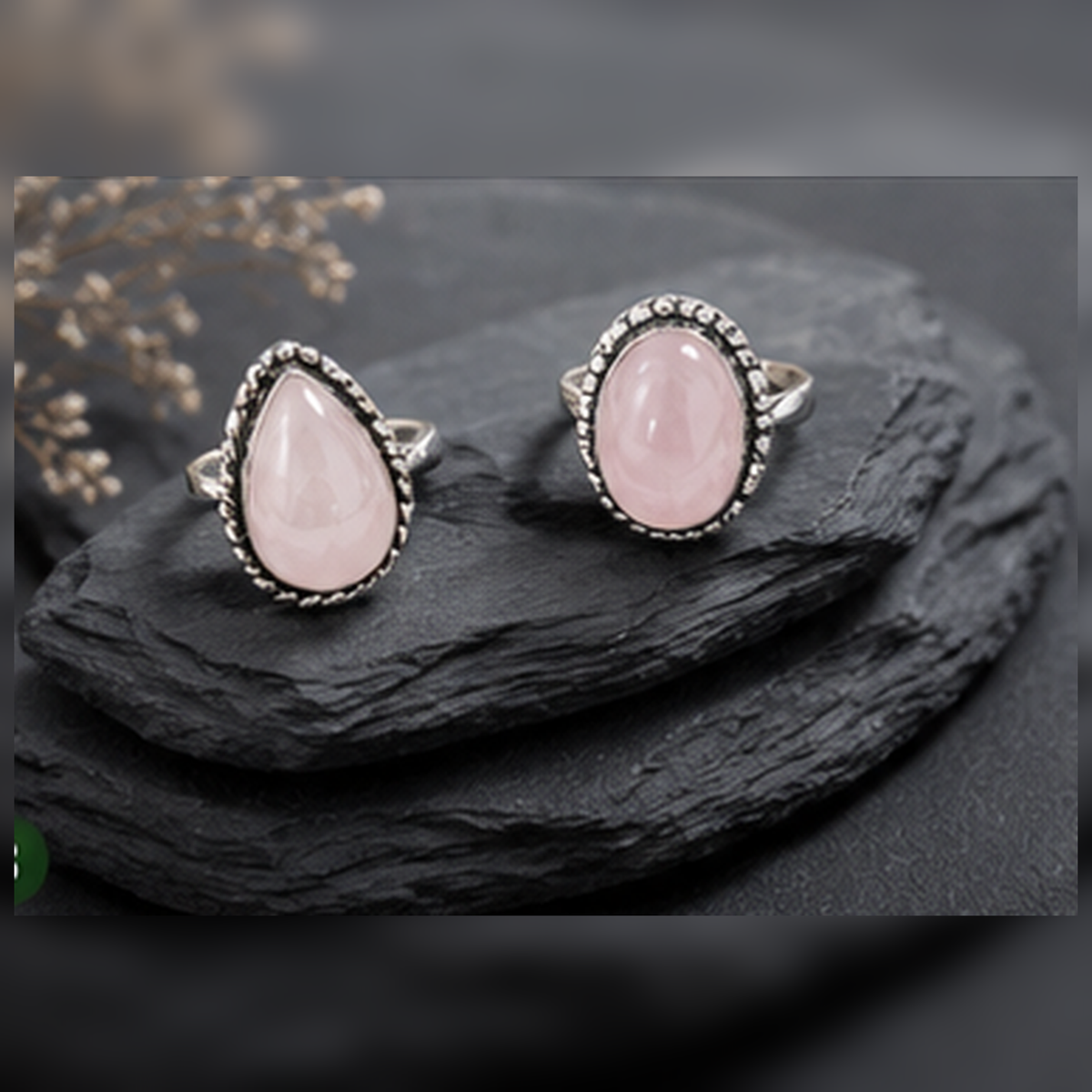 Rose Quartz rings – Gemstone rings Natural Crystal Healing Jewelry Collection